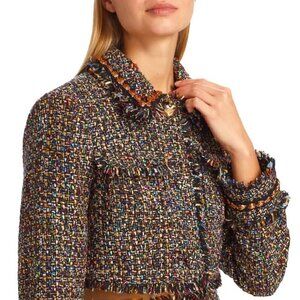 Cinq a Sept 'Odette' Cropped Confetti Tweed Jacket, Black Multi